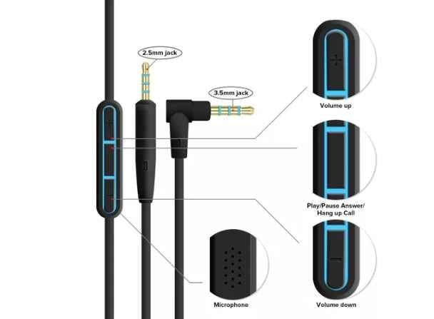 Cable De Audio con micrófono Para Audifonos Bose Qc35 Qc25 Oe2