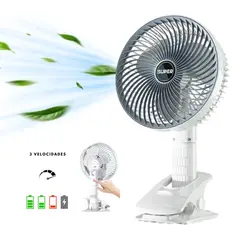 SEISA - Ventilador portátil recargable USB con Clip para escritorio y oficina