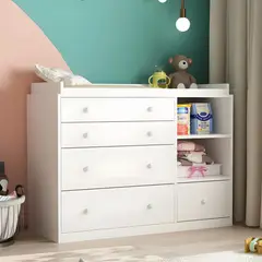 GENERICO - Cómoda Cambiador Para Bebé Amore 5 Cajones Blanco 120 cm Huk