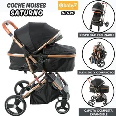 EBABY - Coche Cuna Moises Saturno Negro