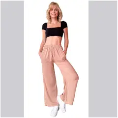 SOLO LEGGINGS - Pantalon Palazzo Casual Lino Solo Basics