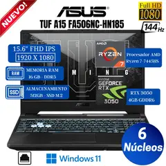 ASUS - Laptop TUF A15 15.6" FHD IPS, AMD RYZEN 7-7445HS, Ram16GB, Ssd 512GB, Rtx 4050, Win 11