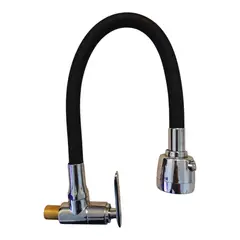 GENERICO - Grifo Pared agua fría Bronce Cromado Manguera flexible NEGRO MATE
