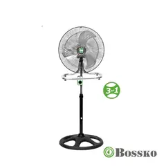 BOSSKO - VENTILADOR BK-8218VI/NG DE 3 ASPAS con MOTOR 200w - NEGRO