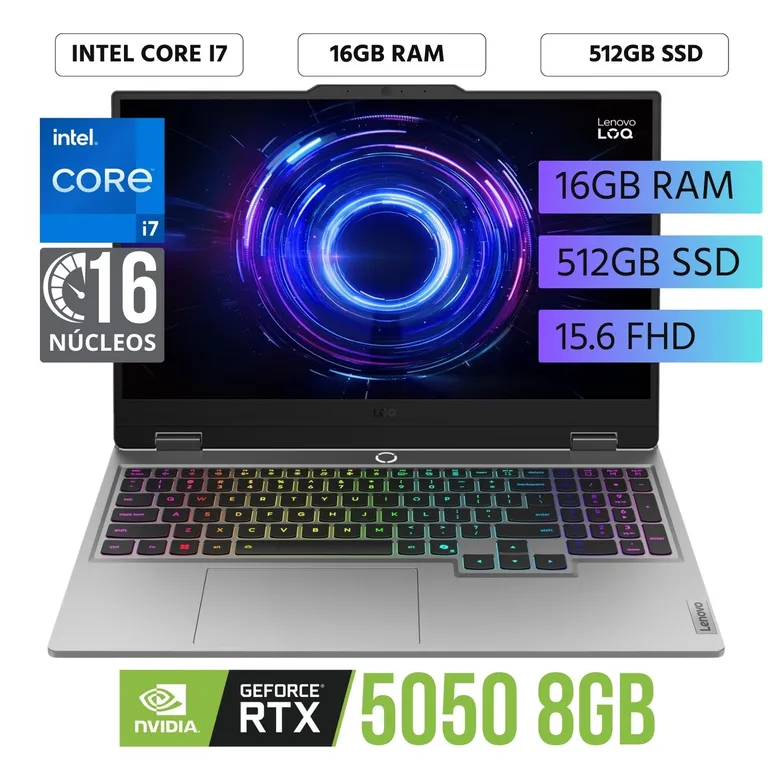 Laptop LOQ 15IRX10 15.6" FHD Intel Core i7-13700HX Ram 16GB SSD 512GB RTX 5050 8GB WIN 11