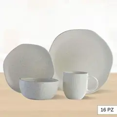 CORONA - Juego de Vajilla Orion Reactivo Blanco 16 Piezas