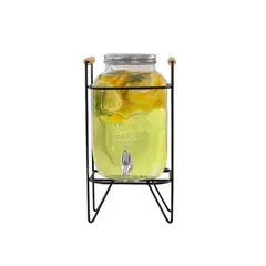 GENERICO - Dispensador de vidrio 4 Lt  con base de madera