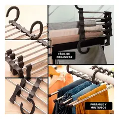 RYBIU IMPORT - Colgador Diseño 5 en 1 en Negro Y+Regalo Ligas para Peinar