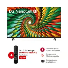 LG - Televisor 75 Pulg. NanoCell Smart TV UHD 4K con ThinQ AI 75NANO77SRA