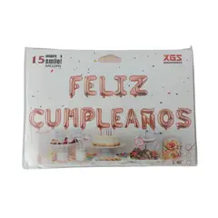 GENERICO - Globos Metalizados Feliz Cumpleaños - Armable Rosado Fiesta
