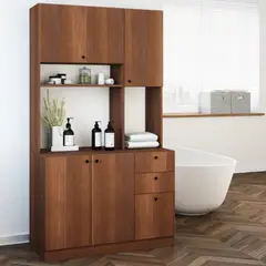 TU MESITA - Mueble de Cocina Multiusos Tamara color Marrón 3 cajones 4 puertas