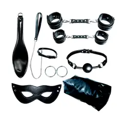DR PINKY - Kit Bdsm Bondage Sumision Esposas Antifaz Mordaza Latigo Gargantilla