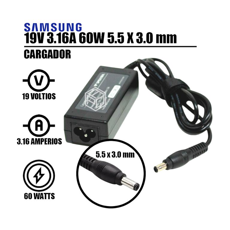 Cargador Genérico Laptop Samsung 19V 3-16A 5-5x3-0mm 65W