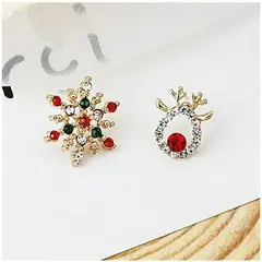 GENERICO - Aretes Navideños Pegados para Mujer Elegantes con Brillo Joyería