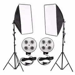 WEIFENG - Kit de iluminacion de 2 Softbox de 4 Focos 135 watts espiral