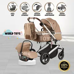 KIDDO - Coche Moisés de Lujo «MAULINE» Con Portabebé Coffee
