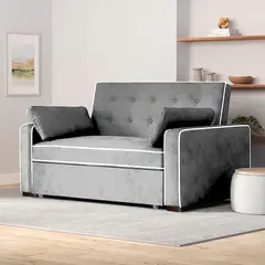 BARAKA HOME - Sofá Cama Hisar con 2 Almohadas 1.5 Plz - Gris Claro