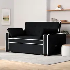 BARAKA HOME - Sofá Cama Hisar con 2 Almohadas 1.5 Plz - Negro