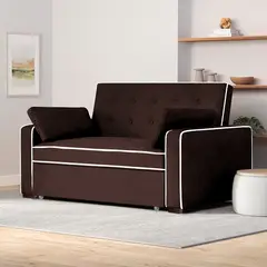 BARAKA HOME - Sofá Cama Hisar con 2 Almohadas 1.5 Plz - Chocolate