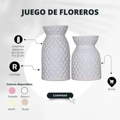 GENERICO - Juego 2 Floreros Jarrones Home de Cerámica Nacional 22 x 13 / 17 x 12