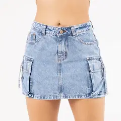 GENERICO - Falda short cargo jean para mujer