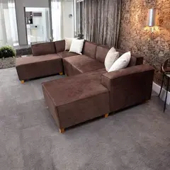 AMOBLART - SECCIONAL PANORAMICO LUJO 5 PIEZAS COLOR MARRON