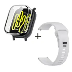 GENERICO - Bumper con Vidrio Clear + Correa para Redmi Watch 5 Active Gris