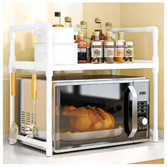 MINARI - Estante Organizador de Microondas 2 Niveles para Cocina Blanco 340E