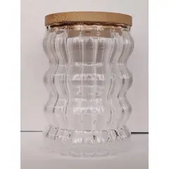 GENERICO - Vaso Aesthetic en Ondas Acanalado con Cañita 300 ml