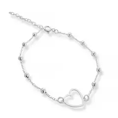 AMBAR JOYERIA - Pulsera de Plata 925 Satelite Corazon Calado