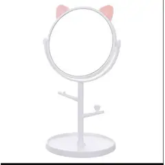 GENERICO - Espejo de maquillaje redondo con orejas de gato blanco