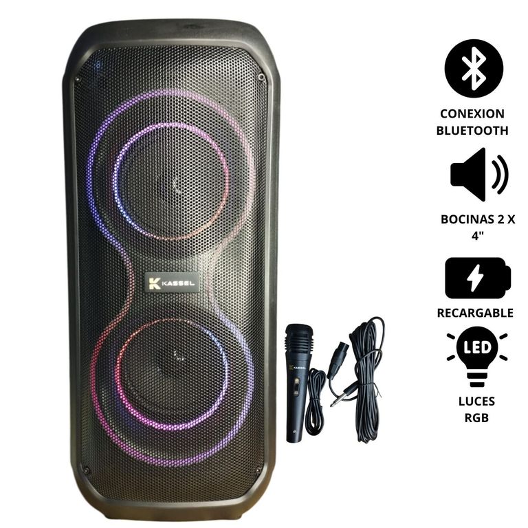 Parlante Portátil KASSEL K2410 USB BT TWS MICROFONO RGB