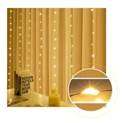 GENERICO - Luces Led CORTINA Amarillas tamaño3 x 2 CABLE ALAMBRADO