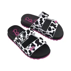 BARBIE - Sandalias Deluxe Blanco Negro Niña