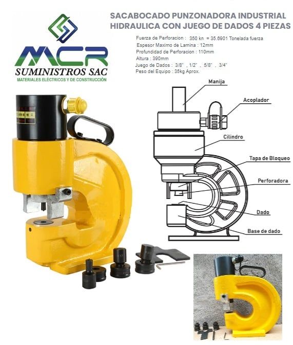 PUNZONADORA INDUSTRIAL HIDRAULICA + BOMBA + 4 DADOS