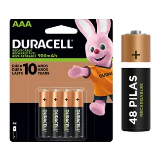DURACELL - Caja de 48 unid de Pilas Recargables AAA de 900 mAh