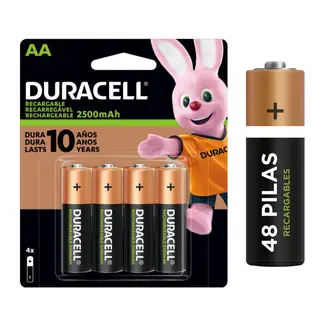 DURACELL - Caja de 48 unid de Pilas Recargables AA de 2500 mAh