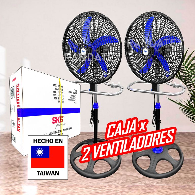 2 VENTILADORES DE TAIWAN CON PÉSDESTAL 3 EN 1 DE 18" DE 125W - 5 ASPAS