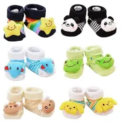 GENERICO - Pack 3 Medias Antideslizantes Para Bebes Con Muñeco niña