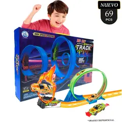 GENERICO - Juguete Set de Pista de Carrera Nitro2Go 360° 69 pcs Azul