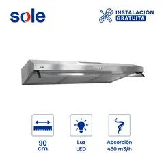 SOLE - Campana Extractora Inoxidable Roma 90cm - 2 Motores Potentes