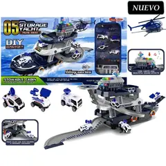 GENERICO - Juguete Set de Parqueo Estacionamiento Barco de Policía