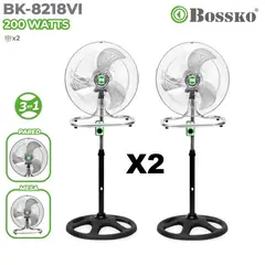 BOSSKO - Ventilador de Pedestal 3 en 1 200W 18" X2 Uni. BK-8218VI