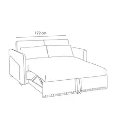 BARAKA HOME - Sofá Cama Filipos con Almohadas y Bolsillos Laterales 2 Plz - Gris Claro