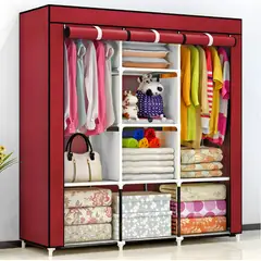 SM - ROPERO ARMABLE - TUBOS CROMADOS INOXIDABLE DE 3 CUERPOS ROJO