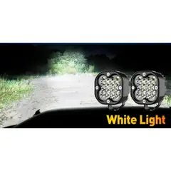 NAOEVO - Faro LED Auxiliar 3 Cuadrado Spot Blanco
