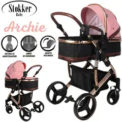 STOKKER BABY - Coche Moises de Lujo «ARCHIE» Rosado
