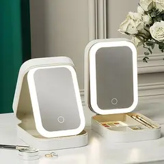 GENERICO - Joyero Espejo LED 3 Colores Multifuncional con Luz Regulable