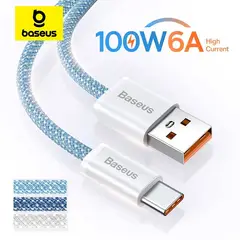 BASEUS - CABLE USB A - USB C - 100W - CARGA RAPIDA - 1MT - AZUL CLARO