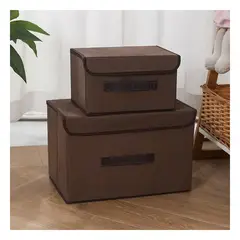 GENERICO - Caja Organizadora de Tela en Coloracion 25x19x16 cm Marron